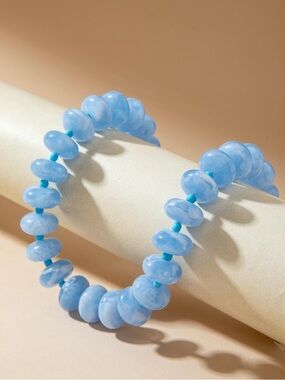 New! Summer Light Blue Beaded Necklace